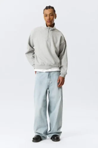 Relaxed Half-Zip Sweatshirt – Grey
