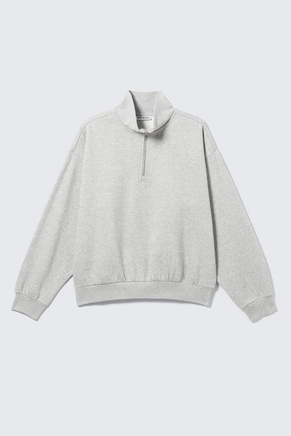 Relaxed Half-Zip Sweatshirt – Grey Relaxed Half-Zip Sweatshirt – Grey