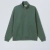 Relaxed Heavy Half Zip Sweater – Dark Green Relaxed Heavy Half Zip Sweater – Dark Green