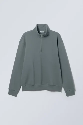 Relaxed Heavy Half Zip Sweater – Dark Turquoise Relaxed Heavy Half Zip Sweater – Dark Turquoise