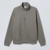 Relaxed Heavy Half Zip Sweater – Dusty Grey Relaxed Heavy Half Zip Sweater – Dusty Grey