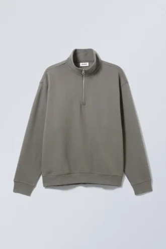 Relaxed Heavy Half Zip Sweater – Dusty Grey Relaxed Heavy Half Zip Sweater – Dusty Grey