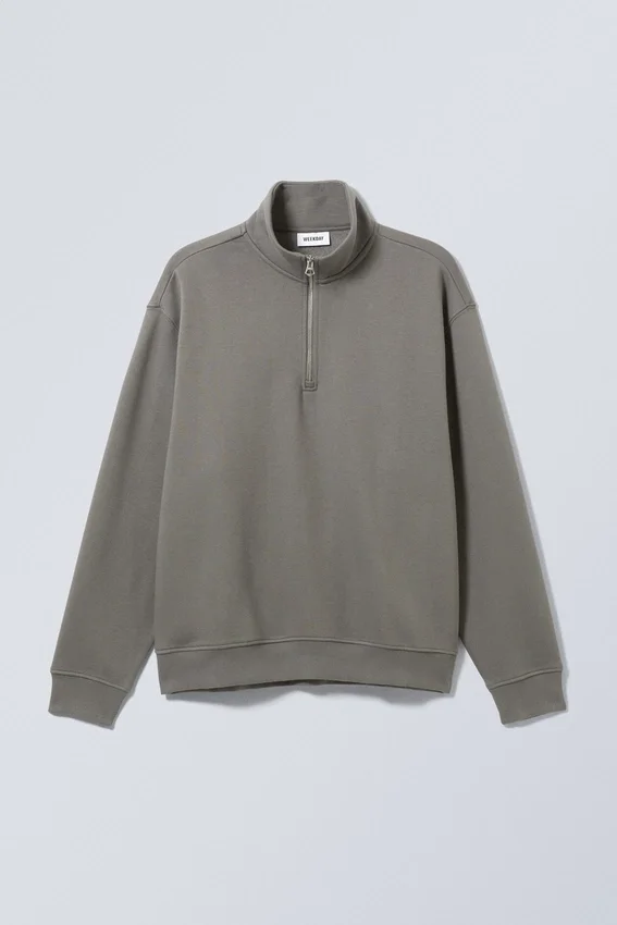 Relaxed Heavy Half Zip Sweater – Dusty Grey Relaxed Heavy Half Zip Sweater – Dusty Grey