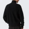 Relaxed High-Neck Zip Knit Cardigan – Black Relaxed High-Neck Zip Knit Cardigan – Black