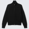 Relaxed High-Neck Zip Knit Cardigan – Black Relaxed High-Neck Zip Knit Cardigan – Black