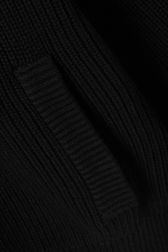 Relaxed High-Neck Zip Knit Cardigan – Black Relaxed High-Neck Zip Knit Cardigan – Black