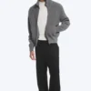 Relaxed High-Neck Zip Knit Cardigan – Light Dusty Grey Relaxed High-Neck Zip Knit Cardigan – Light Dusty Grey