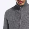 Relaxed High-Neck Zip Knit Cardigan – Light Dusty Grey Relaxed High-Neck Zip Knit Cardigan – Light Dusty Grey