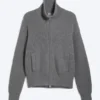 Relaxed High-Neck Zip Knit Cardigan – Light Dusty Grey Relaxed High-Neck Zip Knit Cardigan – Light Dusty Grey