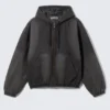 Relaxed Hooded Bomber Jacket – Washed Black Relaxed Hooded Bomber Jacket – Washed Black