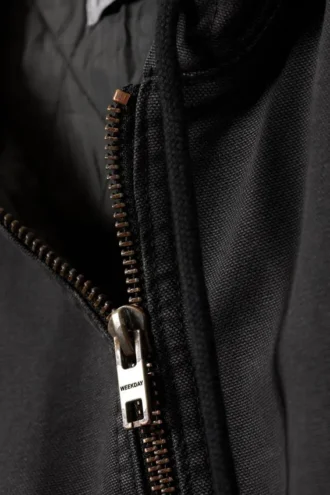 Relaxed Hooded Bomber Jacket – Washed Black