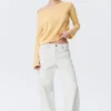 Relaxed Knitted Boat-Neck Sweater – Light Yellow Relaxed Knitted Boat-Neck Sweater – Light Yellow