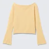 Relaxed Knitted Boat-Neck Sweater – Light Yellow Relaxed Knitted Boat-Neck Sweater – Light Yellow
