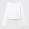 Relaxed Knitted Boat-Neck Sweater – White Relaxed Knitted Boat-Neck Sweater – White