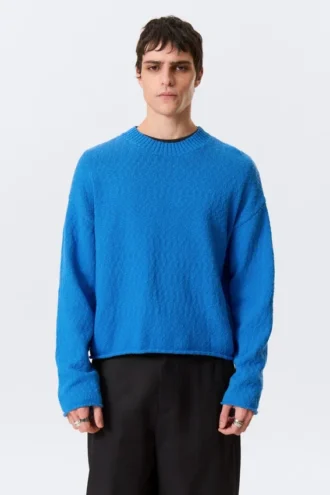 Relaxed Knitted Cotton Sweater – Bright Blue