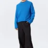 Relaxed Knitted Cotton Sweater – Bright Blue Relaxed Knitted Cotton Sweater – Bright Blue