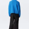 Relaxed Knitted Cotton Sweater – Bright Blue Relaxed Knitted Cotton Sweater – Bright Blue