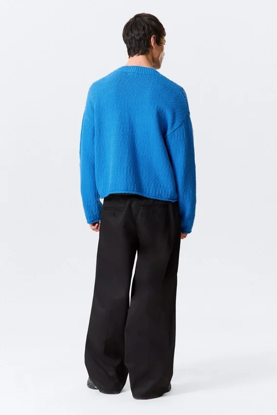 Relaxed Knitted Cotton Sweater – Bright Blue Relaxed Knitted Cotton Sweater – Bright Blue