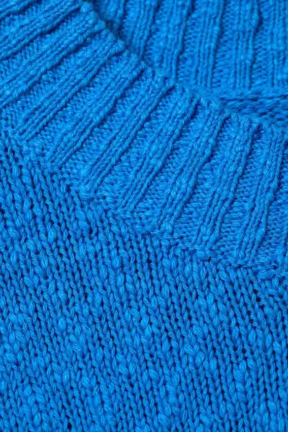 Relaxed Knitted Cotton Sweater – Bright Blue Relaxed Knitted Cotton Sweater – Bright Blue