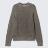 Relaxed Knitted Cotton Sweater – Washed Dark Grey Melange Relaxed Knitted Cotton Sweater – Washed Dark Grey Melange