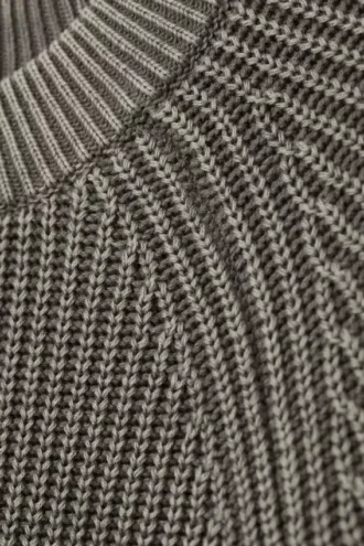 Relaxed Knitted Cotton Sweater – Washed Dark Grey Melange