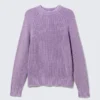 Relaxed Knitted Cotton Sweater – Washed Purple Melange Relaxed Knitted Cotton Sweater – Washed Purple Melange