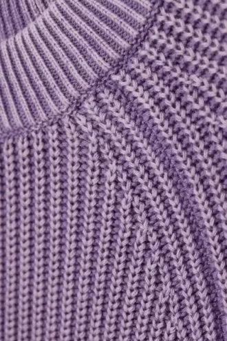 Relaxed Knitted Cotton Sweater – Washed Purple Melange