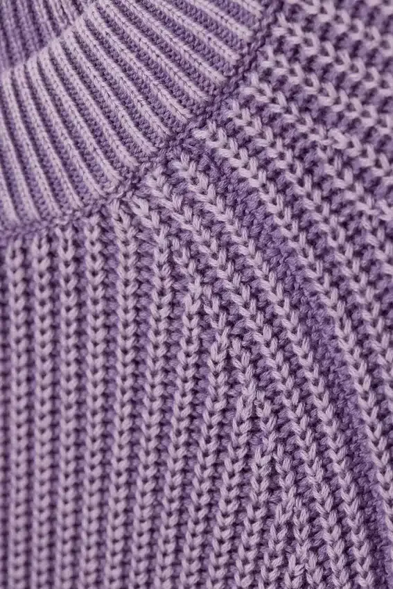 Relaxed Knitted Cotton Sweater – Washed Purple Melange Relaxed Knitted Cotton Sweater – Washed Purple Melange
