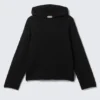 Relaxed Knitted Hoodie – Black Relaxed Knitted Hoodie – Black