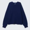 Relaxed Knitted Sweater – Dark Blue Melange Relaxed Knitted Sweater – Dark Blue Melange