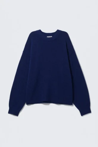 Relaxed Knitted Sweater – Dark Blue Melange