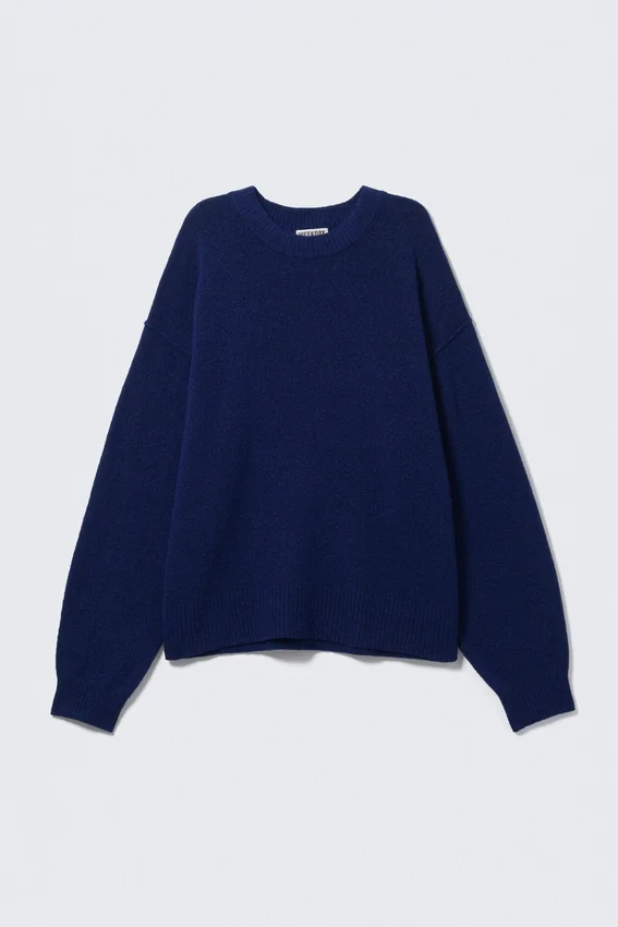 Relaxed Knitted Sweater – Dark Blue Melange Relaxed Knitted Sweater – Dark Blue Melange