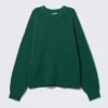 Relaxed Knitted Sweater – Dark Green Melange Relaxed Knitted Sweater – Dark Green Melange