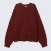 Relaxed Knitted Sweater – Dark Red Melange Relaxed Knitted Sweater – Dark Red Melange