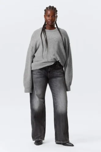 Relaxed Knitted Sweater – Grey Melange