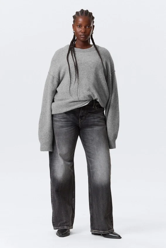 Relaxed Knitted Sweater – Grey Melange Relaxed Knitted Sweater – Grey Melange