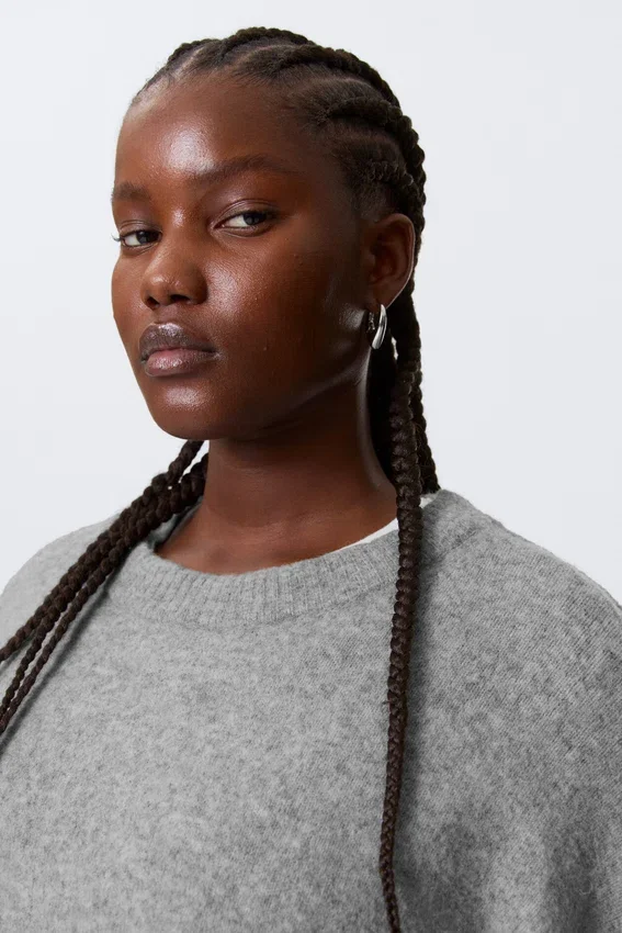 Relaxed Knitted Sweater – Grey Melange Relaxed Knitted Sweater – Grey Melange