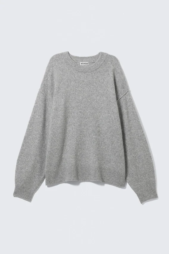 Relaxed Knitted Sweater – Grey Melange Relaxed Knitted Sweater – Grey Melange