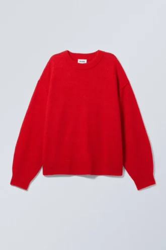 Relaxed Knitted Sweater – Red