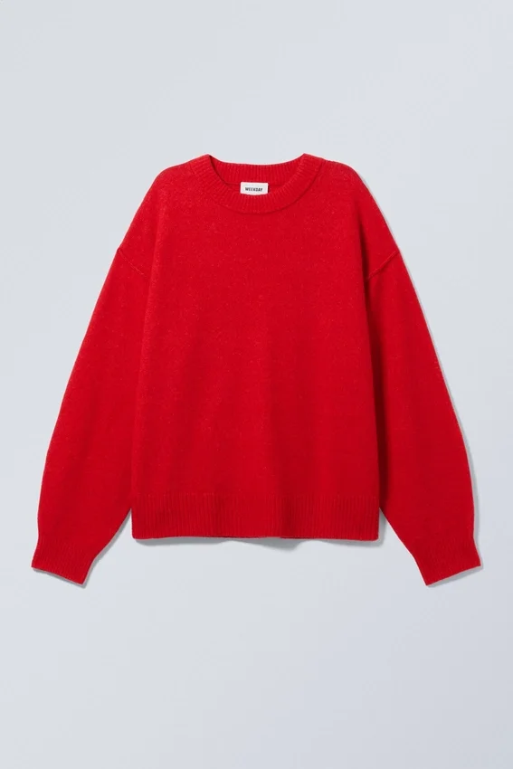 Relaxed Knitted Sweater – Red Relaxed Knitted Sweater – Red