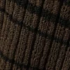 Relaxed Knitted V-Neck Sweater – Striped Dark Brown Relaxed Knitted V-Neck Sweater – Striped Dark Brown
