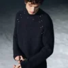 Relaxed Knitted Wool-Blend Sweater with Studs – Black – Studs Relaxed Knitted Wool-Blend Sweater with Studs – Black – Studs