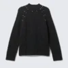 Relaxed Knitted Wool-Blend Sweater with Studs – Black – Studs Relaxed Knitted Wool-Blend Sweater with Studs – Black – Studs