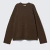 Relaxed Knitted Wool Sweater – Dark Brown Melange Relaxed Knitted Wool Sweater – Dark Brown Melange