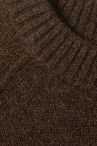 Relaxed Knitted Wool Sweater – Dark Brown Melange