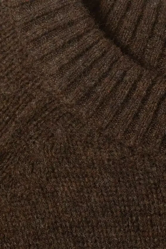 Relaxed Knitted Wool Sweater – Dark Brown Melange Relaxed Knitted Wool Sweater – Dark Brown Melange
