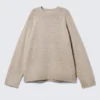 Relaxed Knitted Wool Sweater – Light Mole Melange Relaxed Knitted Wool Sweater – Light Mole Melange