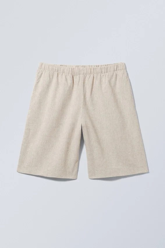 Relaxed Linen Blend Shorts – Ecru Relaxed Linen Blend Shorts – Ecru