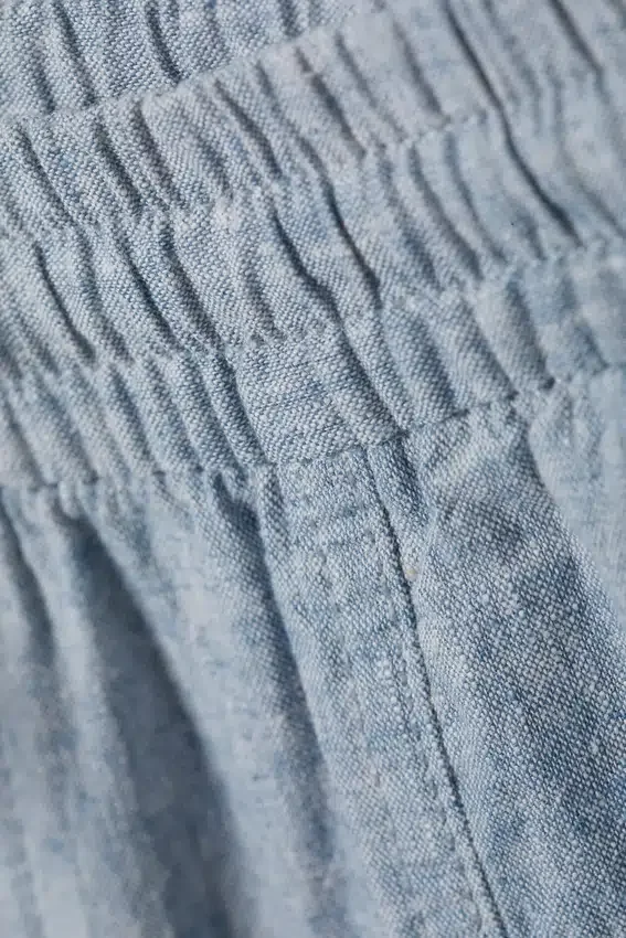 Relaxed Linen Blend Trousers – Dusty Blue Melange Relaxed Linen Blend Trousers – Dusty Blue Melange