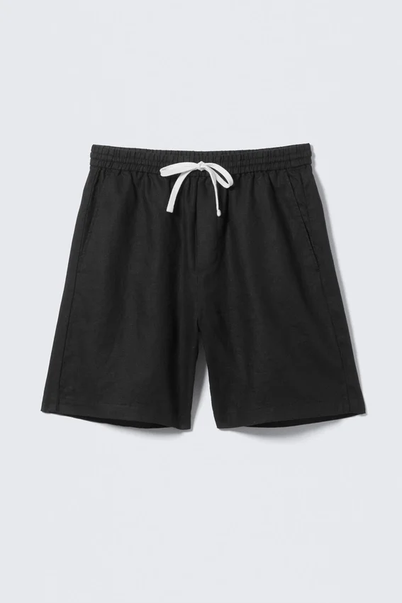 Relaxed Linen Drawstring Shorts – Black Relaxed Linen Drawstring Shorts – Black